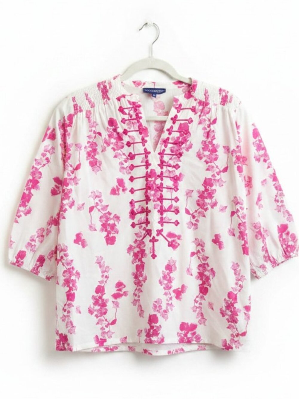 Ro's Garden Pink Floral Embroidered Tunic Top XS